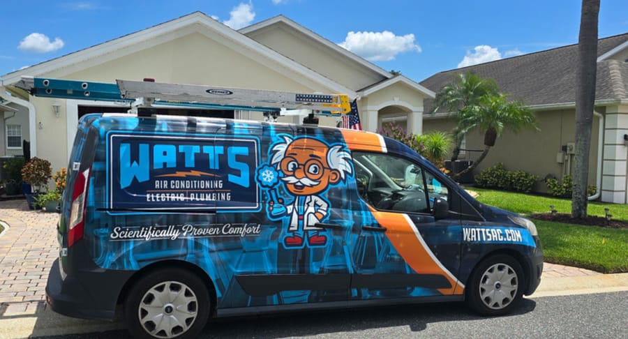 Watts van parked in front of home for appointment.