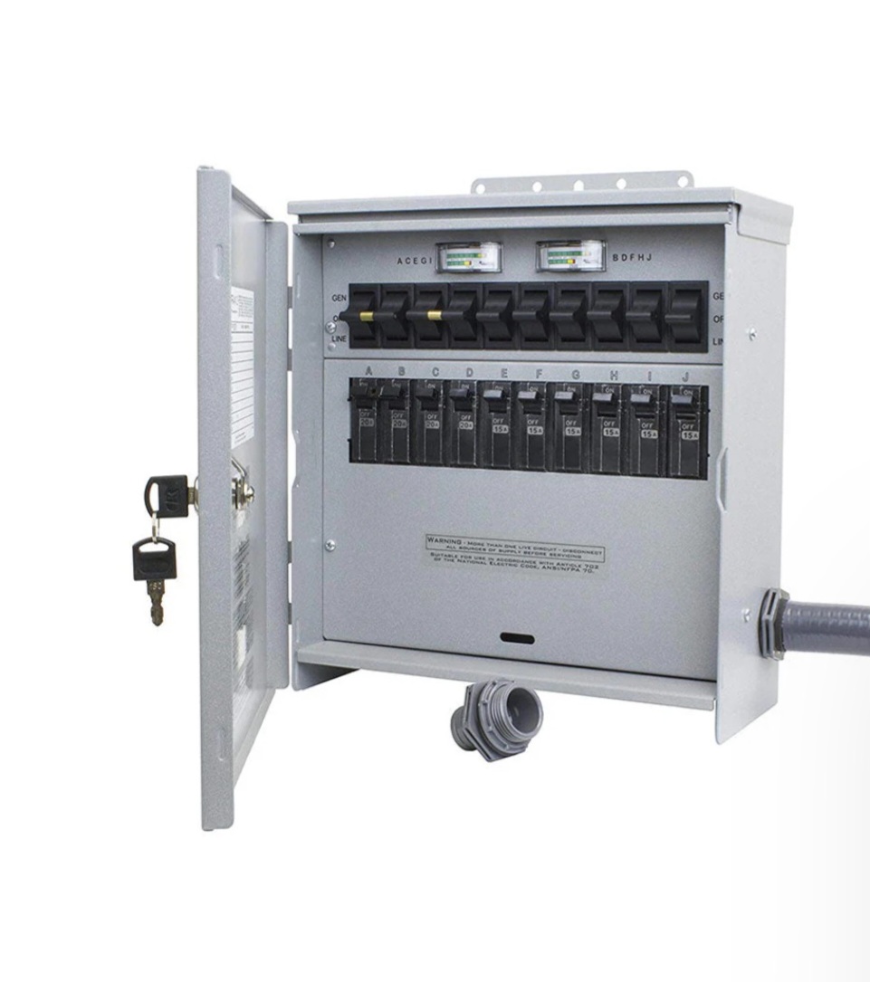 transfer switch integrated into an electrical panel