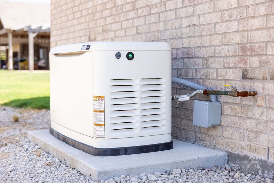 generator sitting on a concrete slab at a residence