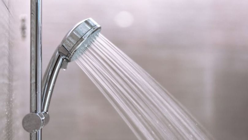 Hot water from a shower head